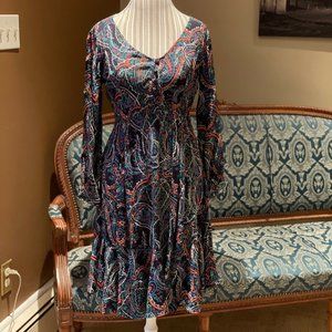 Anthropologie Long Sleeve Paisley Dress
